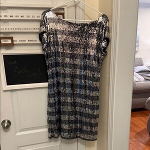 White House Black Market Black and Silver Sequin Mini Dress